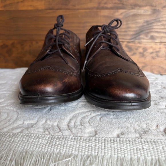 Ecco Men's Melbourne Wing Tip Oxford Shoes Sz 8 Cocoa Brown Office Comfort EUC - Picture 10 of 13